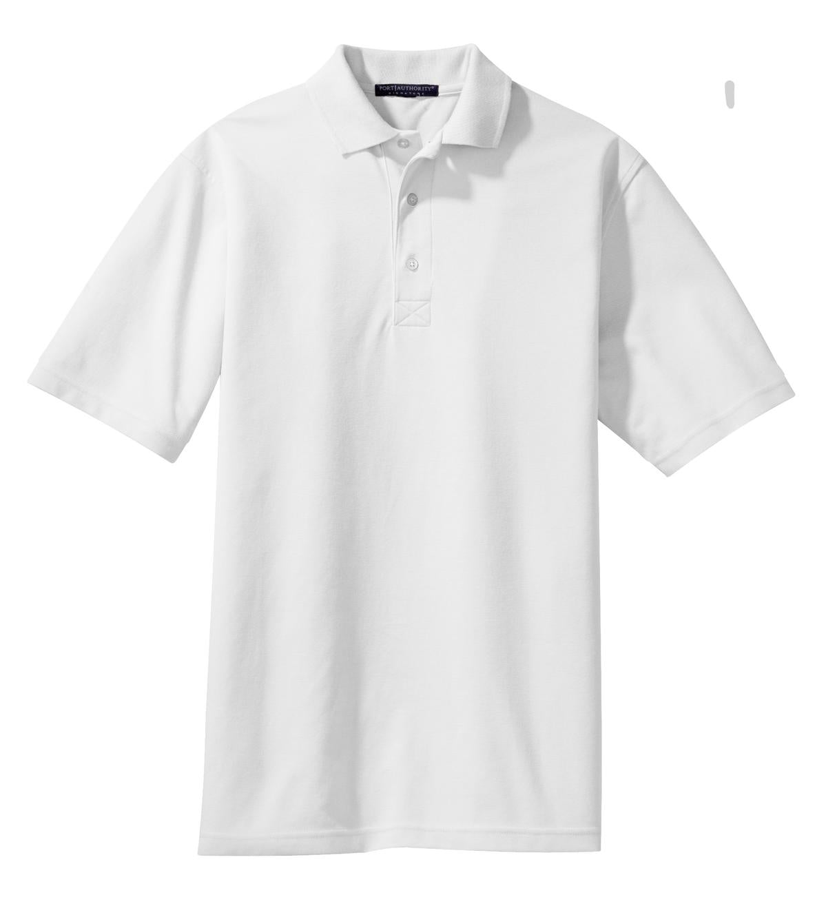 Front View of White Port Authority Rapid Dry Polo. K455