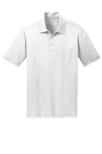 Front View of White Port Authority Silk Touch Performance Pocket Polo. K540P