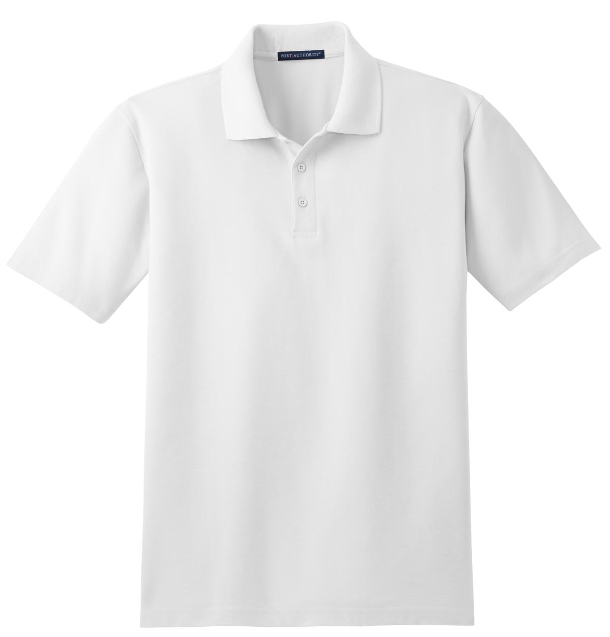 Front View of White Port Authority Stain-Release Polo. K510