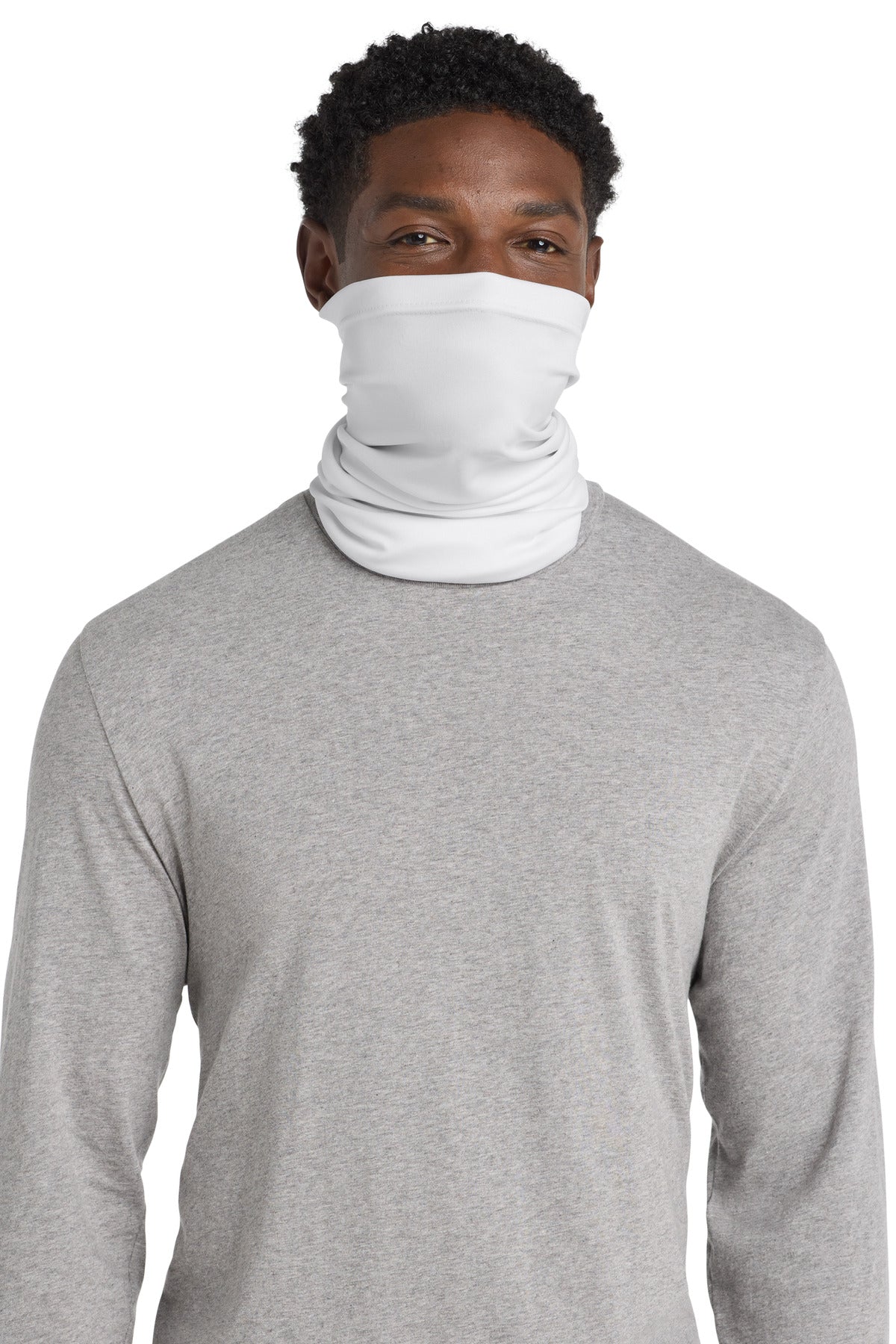 Front View of White Port Authority Stretch Performance Gaiter G100