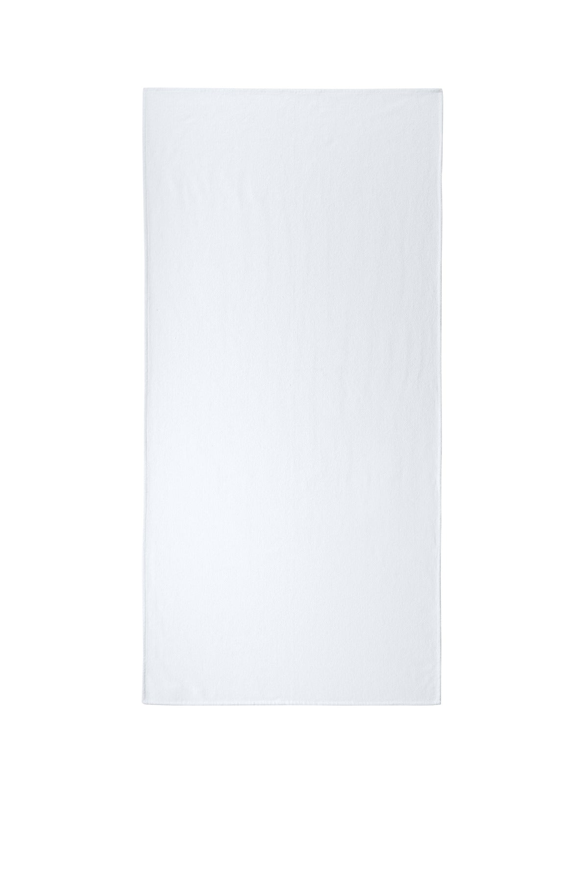 Front View of White Port Authority Sublimation Beach Towel PT49