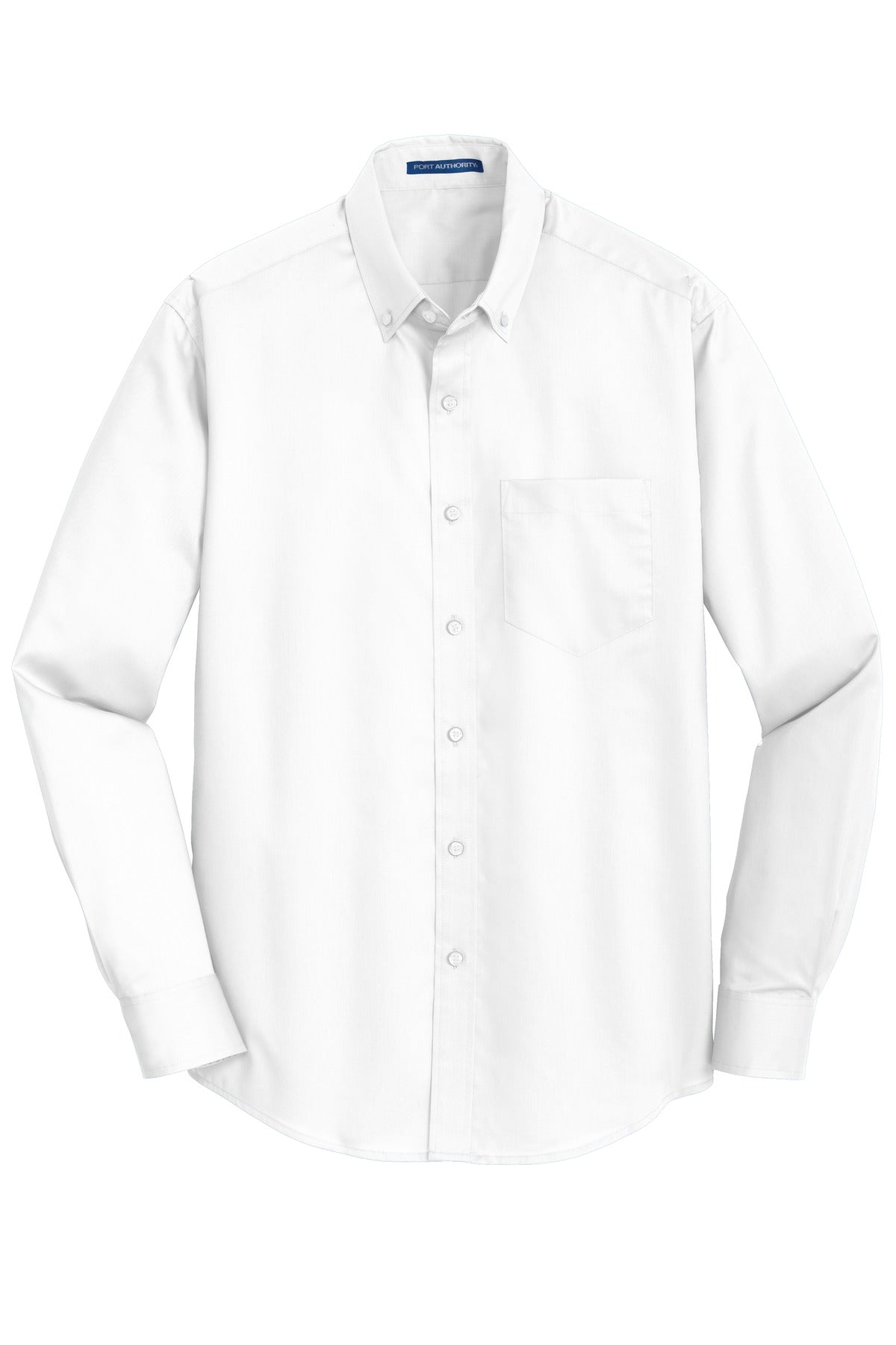 Front View of White Port Authority SuperPro Twill Shirt. S663