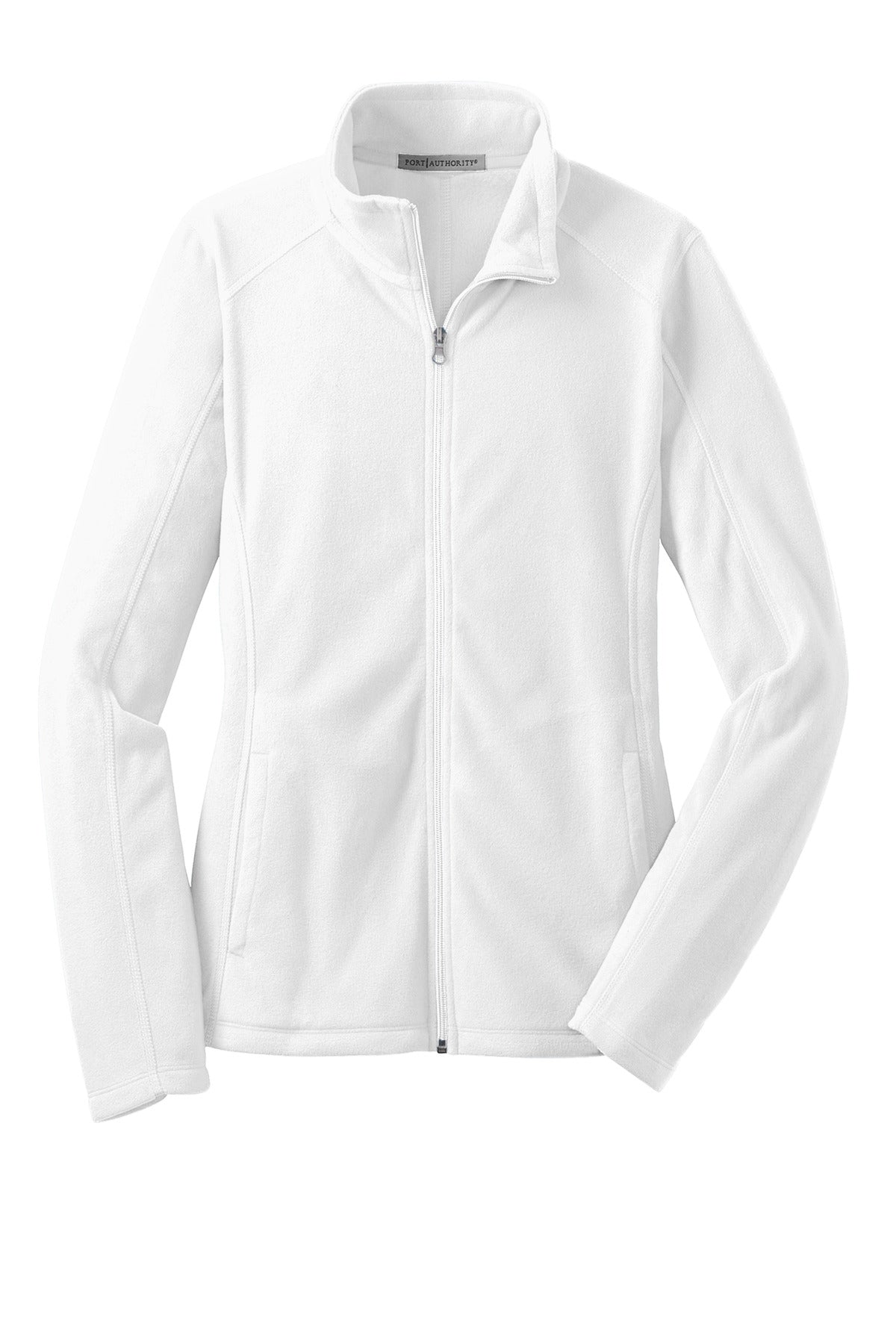 Front View of White Port Authority Women's Microfleece Jacket. L223