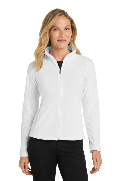 Front View of White Port Authority Women's Microfleece Jacket. L223