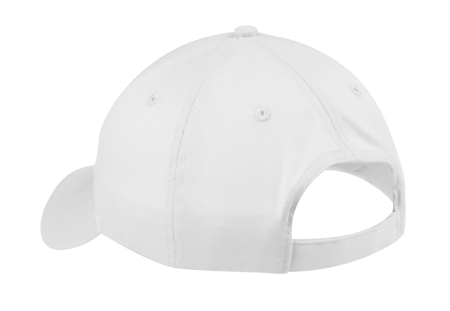 Front View of White Port & Company Six-Panel Twill Cap. CP80