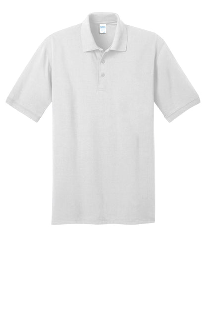 Front View of White Port & Company Tall Core Blend Jersey Knit Polo. KP55T