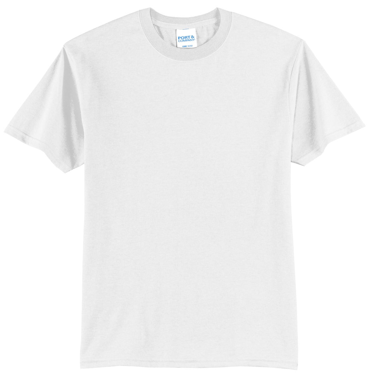Front View of White Port & Company Tall Core Blend Tee. PC55T