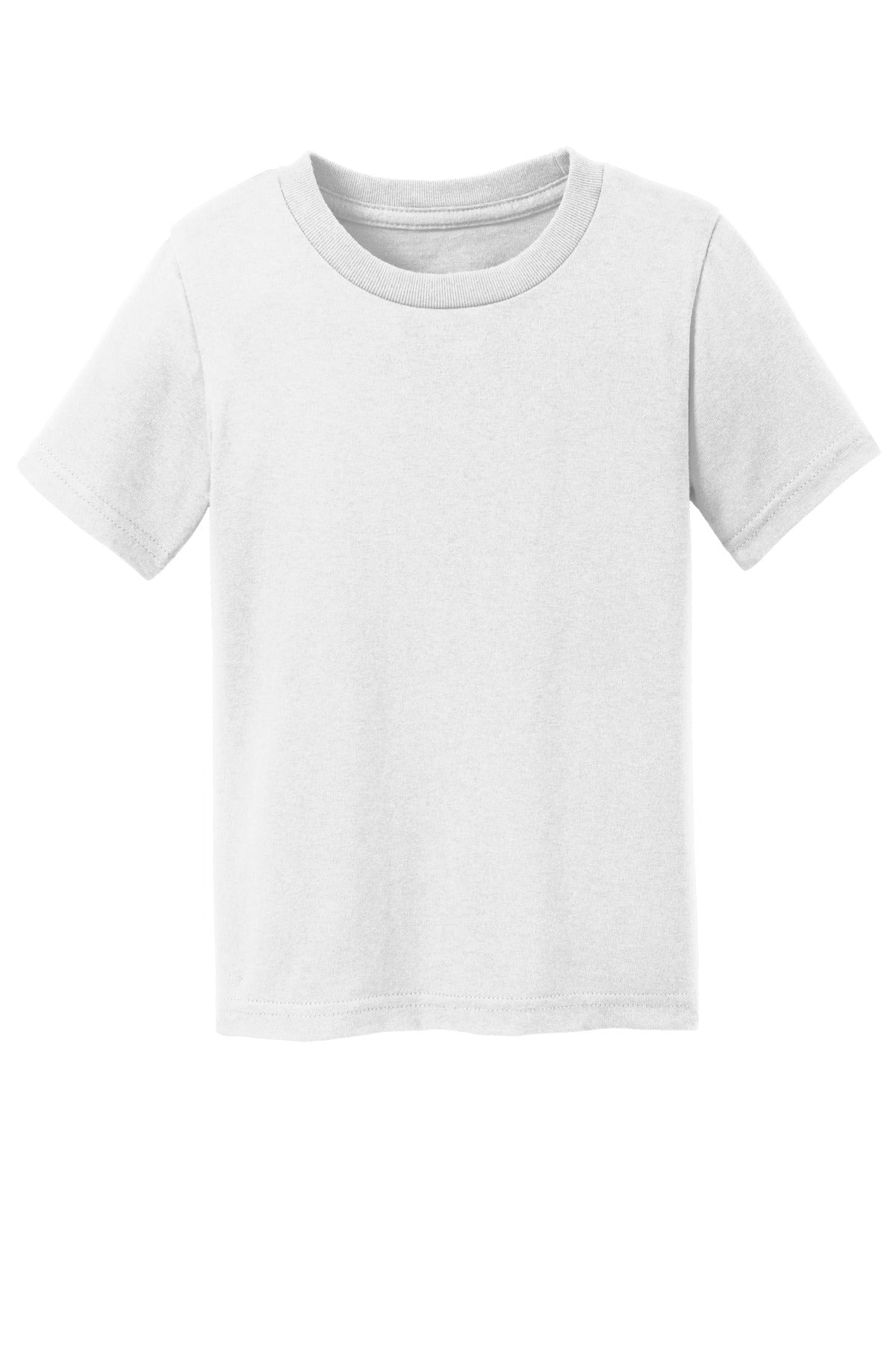 Front View of White Port & Company Toddler Core Cotton Tee. CAR54T