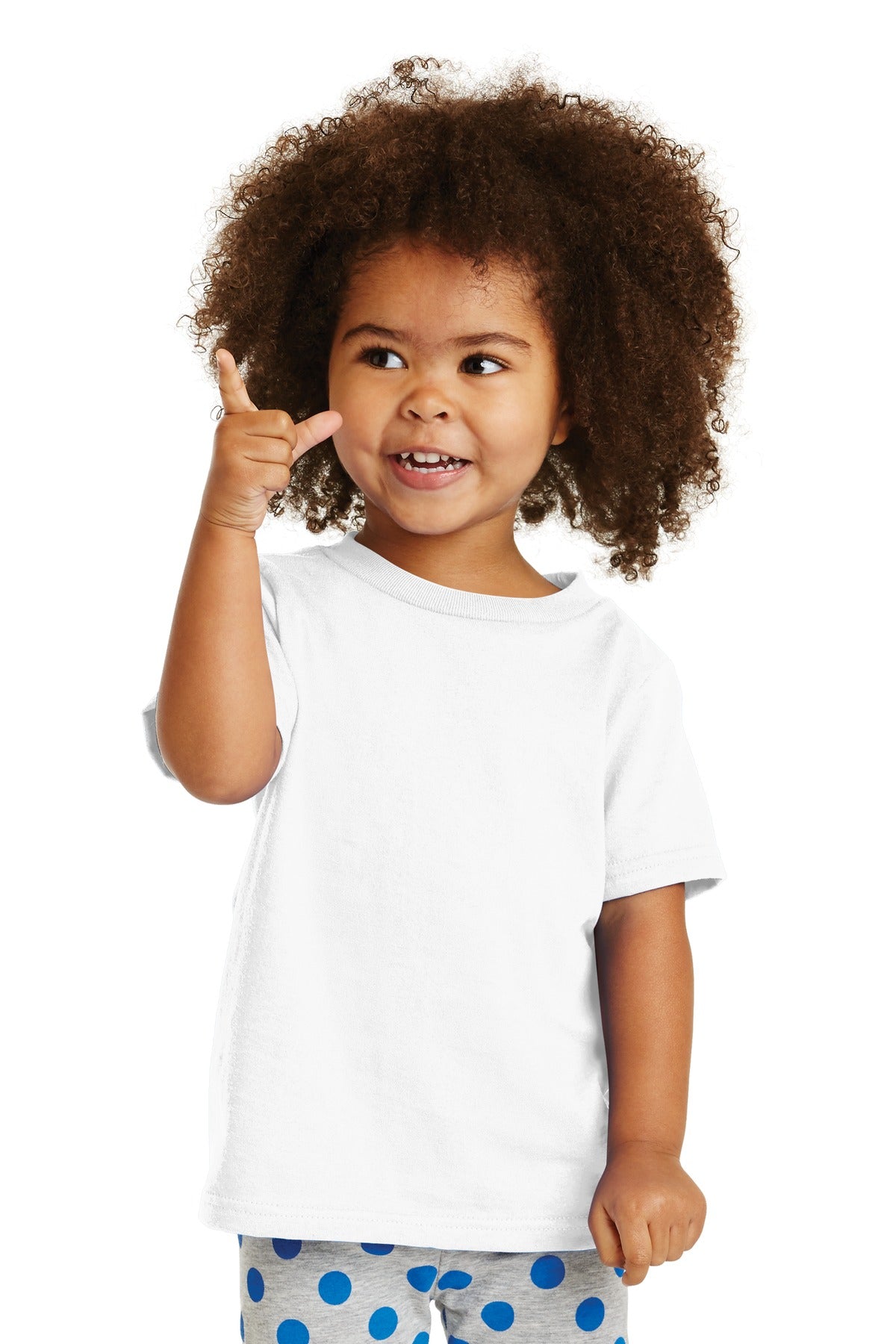 Front View of White Port & Company Toddler Core Cotton Tee. CAR54T