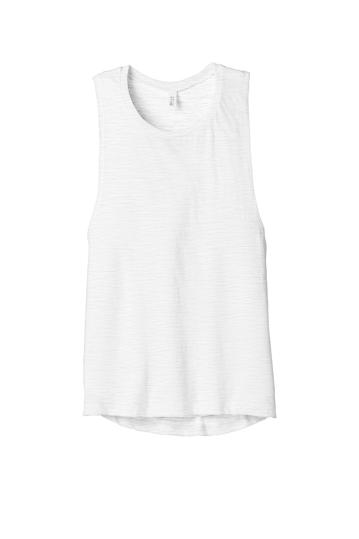 Front View of White Slub BELLA+CANVAS Women's Flowy Scoop Muscle Tank. BC8803