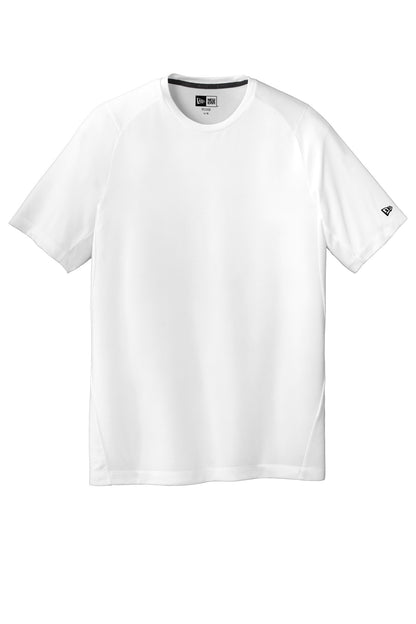 Front View of White Solid New Era Series Performance Crew Tee. NEA200