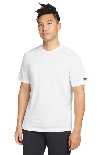 Front View of White Solid New Era Series Performance Crew Tee. NEA200
