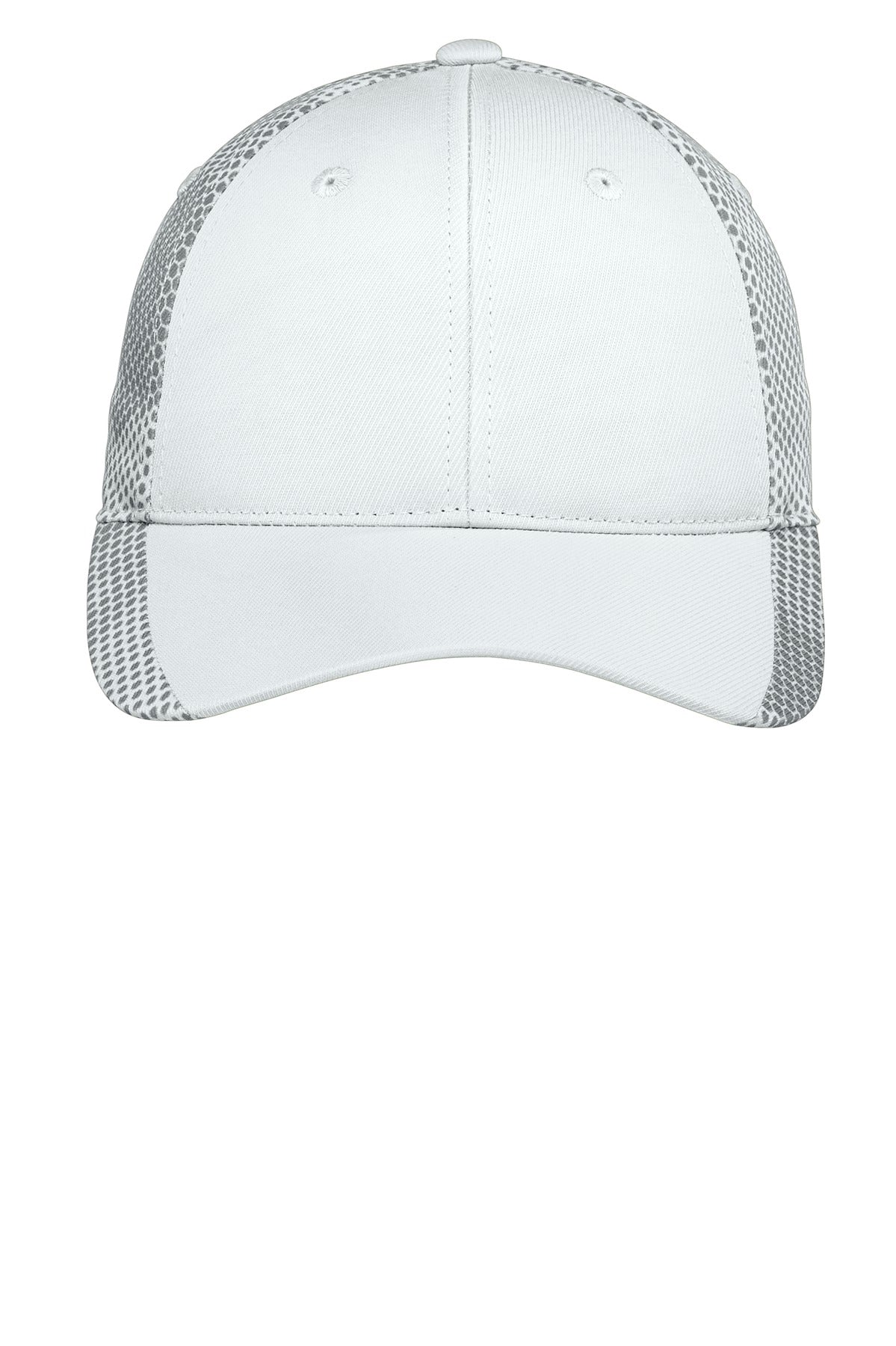 Front View of White Sport-Tek CamoHex Cap. STC23