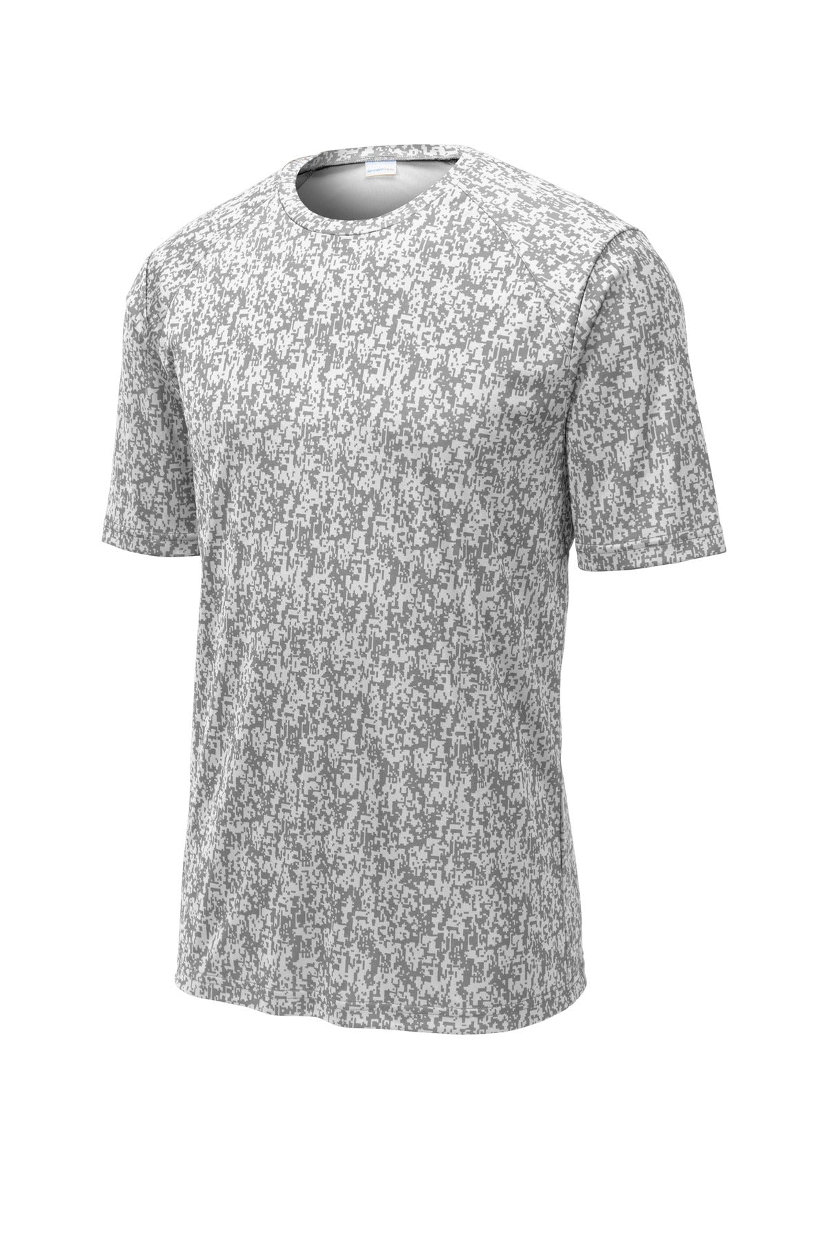 Front View of White Sport-Tek Digi Camo Tee. ST460