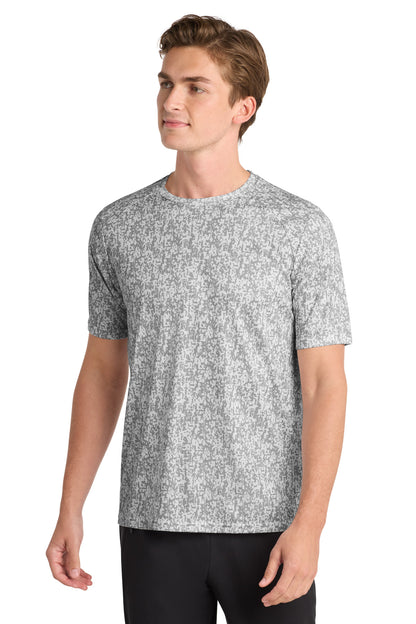 Front View of White Sport-Tek Digi Camo Tee. ST460