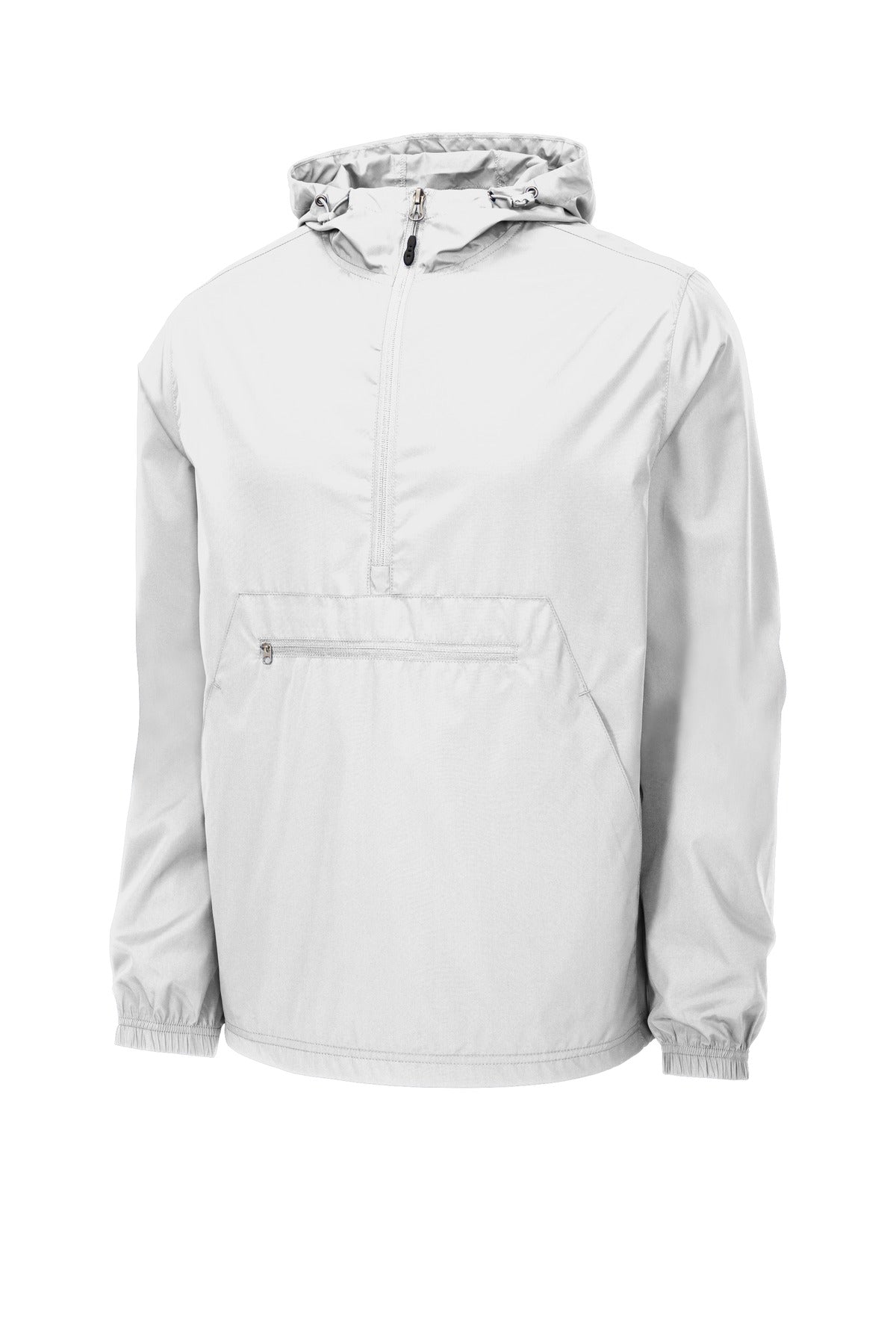 Front View of White Sport-Tek Packable Anorak. JST66