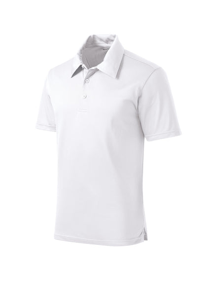 Front View of White Sport-Tek PosiCharge Active Textured Polo. ST690