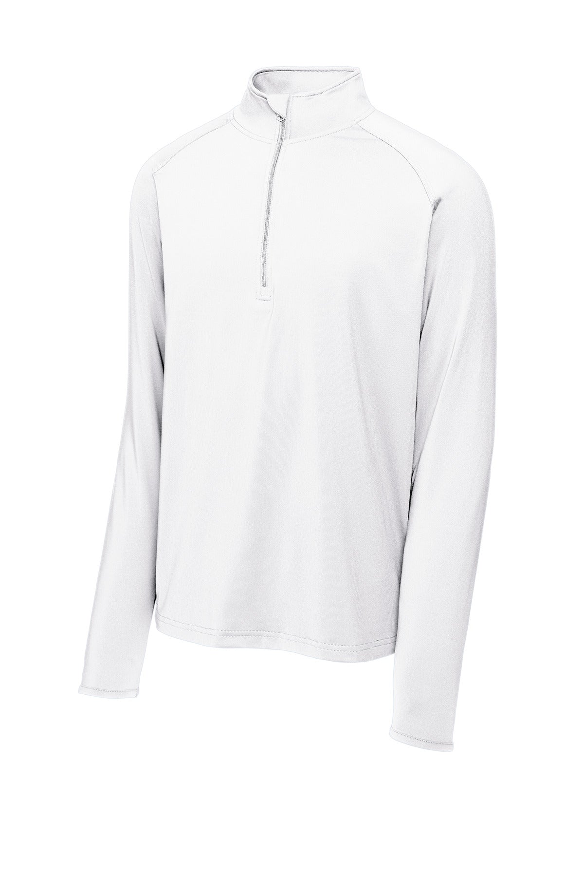 Front View of White Sport-Tek Sport-Wick Stretch 1/4-Zip Pullover. ST850
