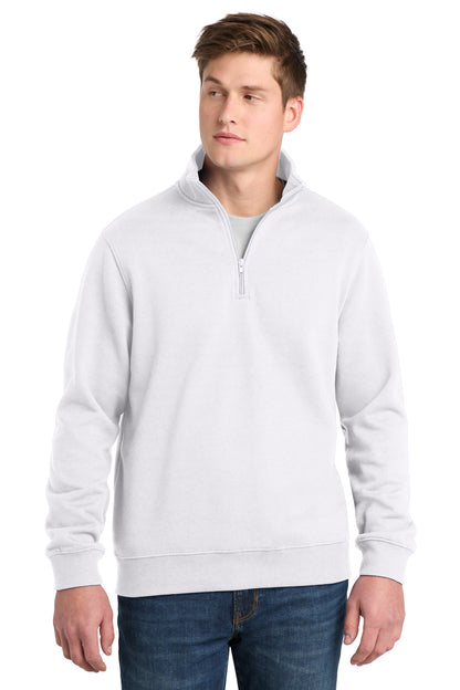 Front View of White Sport-Tek Tall 1/4-Zip Sweatshirt. TST253