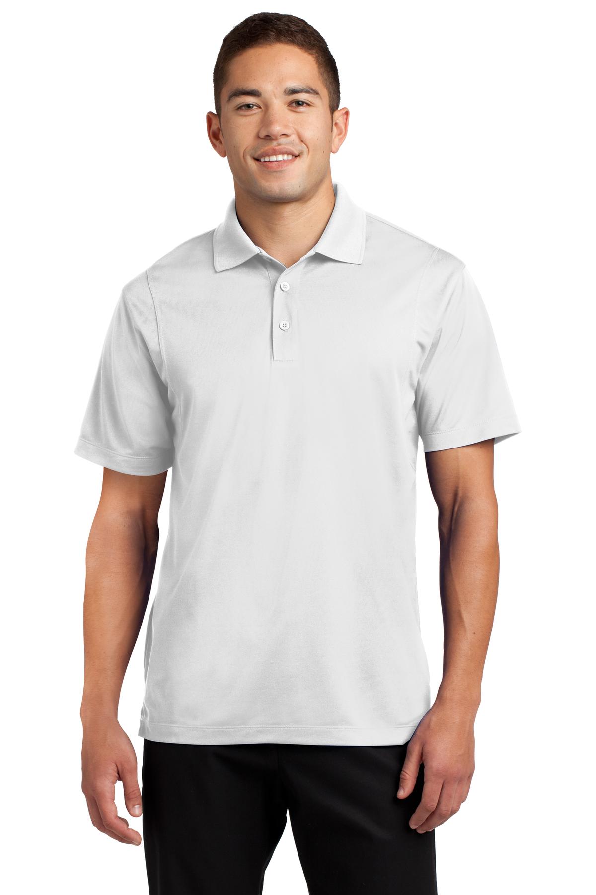 Front View of White Sport-Tek Tall Micropique Sport-Wick Polo. TST650