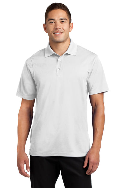 Front View of White Sport-Tek Tall Micropique Sport-Wick Polo. TST650