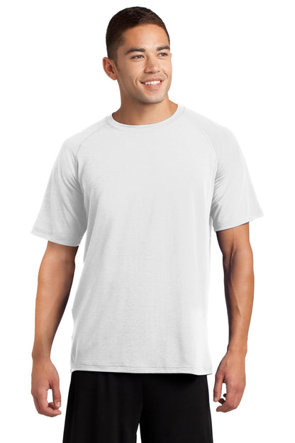 Front View of White Sport-Tek Ultimate Performance Crew. ST700