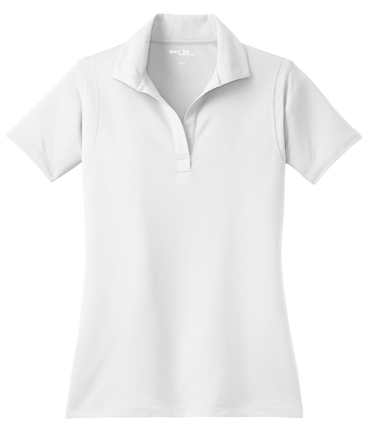 Front View of White Sport-Tek Women's Micropique Sport-Wick Polo. LST650