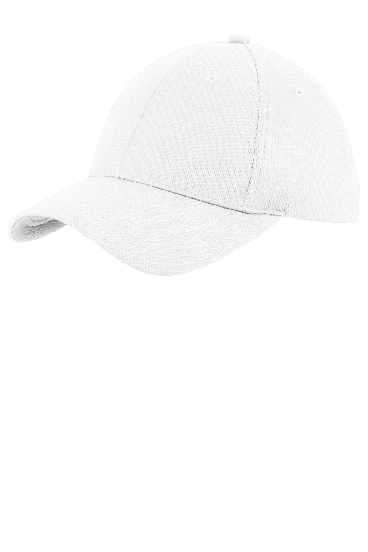 Front View of White Sport-Tek Youth PosiCharge RacerMesh Cap. YSTC26