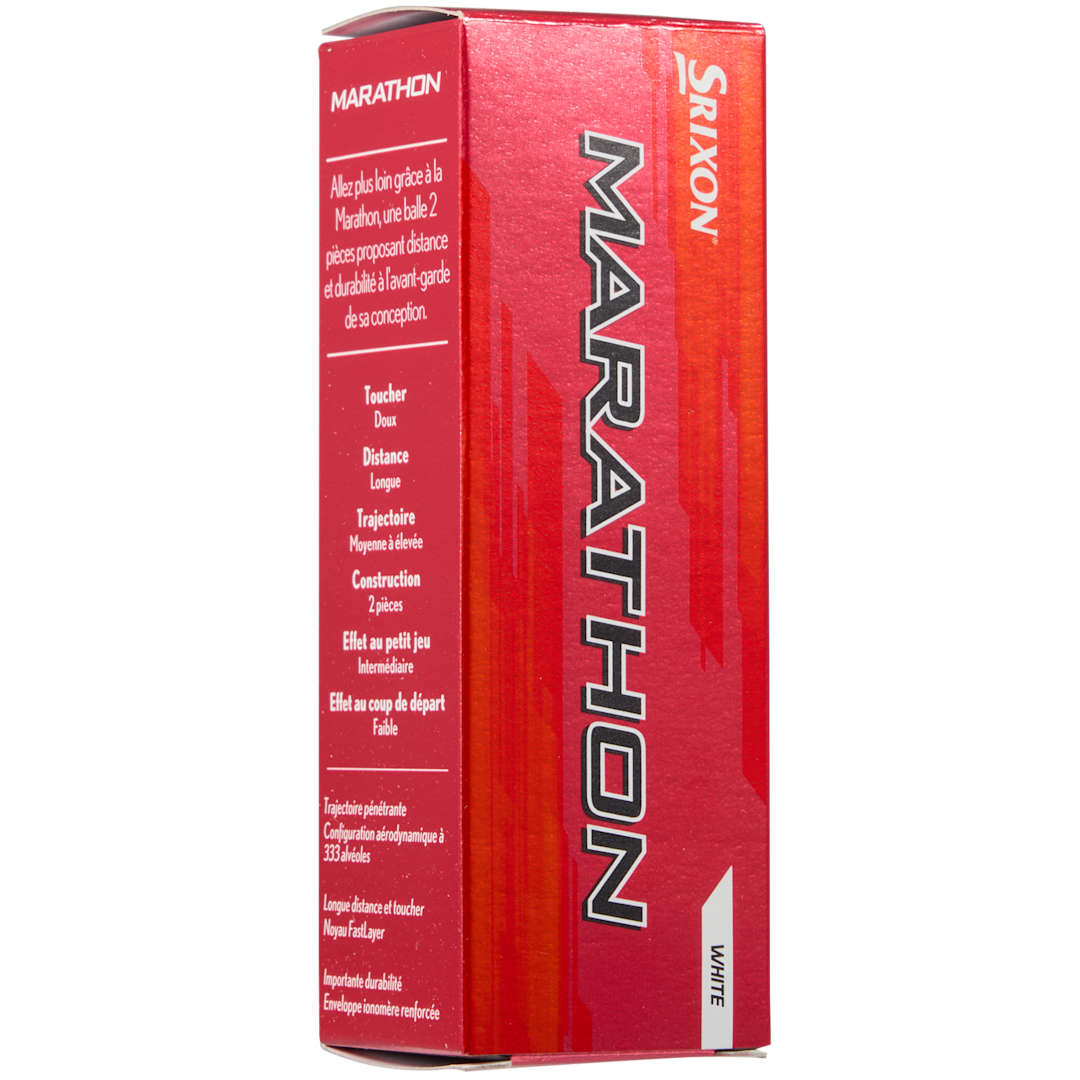 Front View of White Srixon Marathon Golf Balls - 3 Pack plain