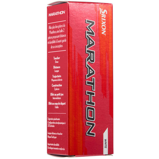 Front View of White Srixon Marathon Golf Balls - 3 Pack plain