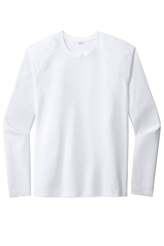 Front View of White Triad So Sport-Tek PosiCharge Long Sleeve Tri-Blend Wicking Raglan Tee ST400LS