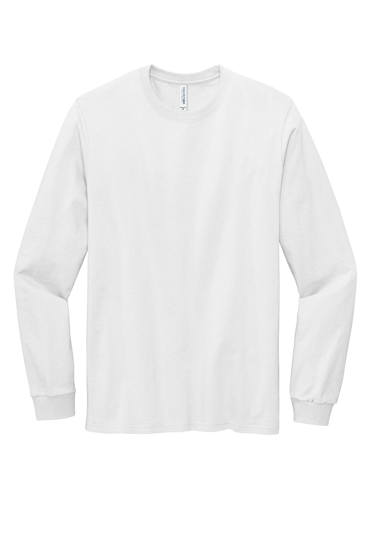 Front View of White Volunteer Knitwear All-American Long Sleeve Tee VL100LS