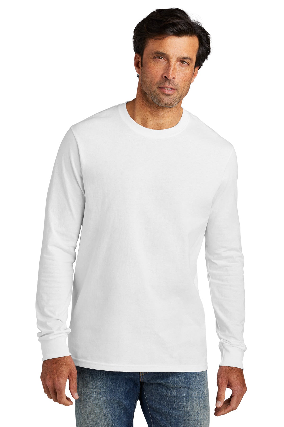 Front View of White Volunteer Knitwear All-American Long Sleeve Tee VL100LS