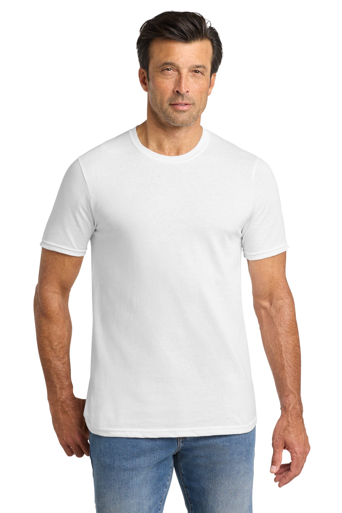 Front View of White Volunteer Knitwear All-American Tee VL100
