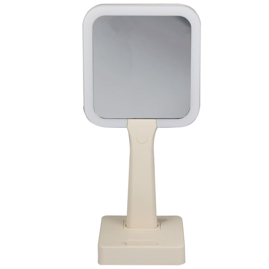 Front View of White Wellable™ LED Mirror with Stand plain