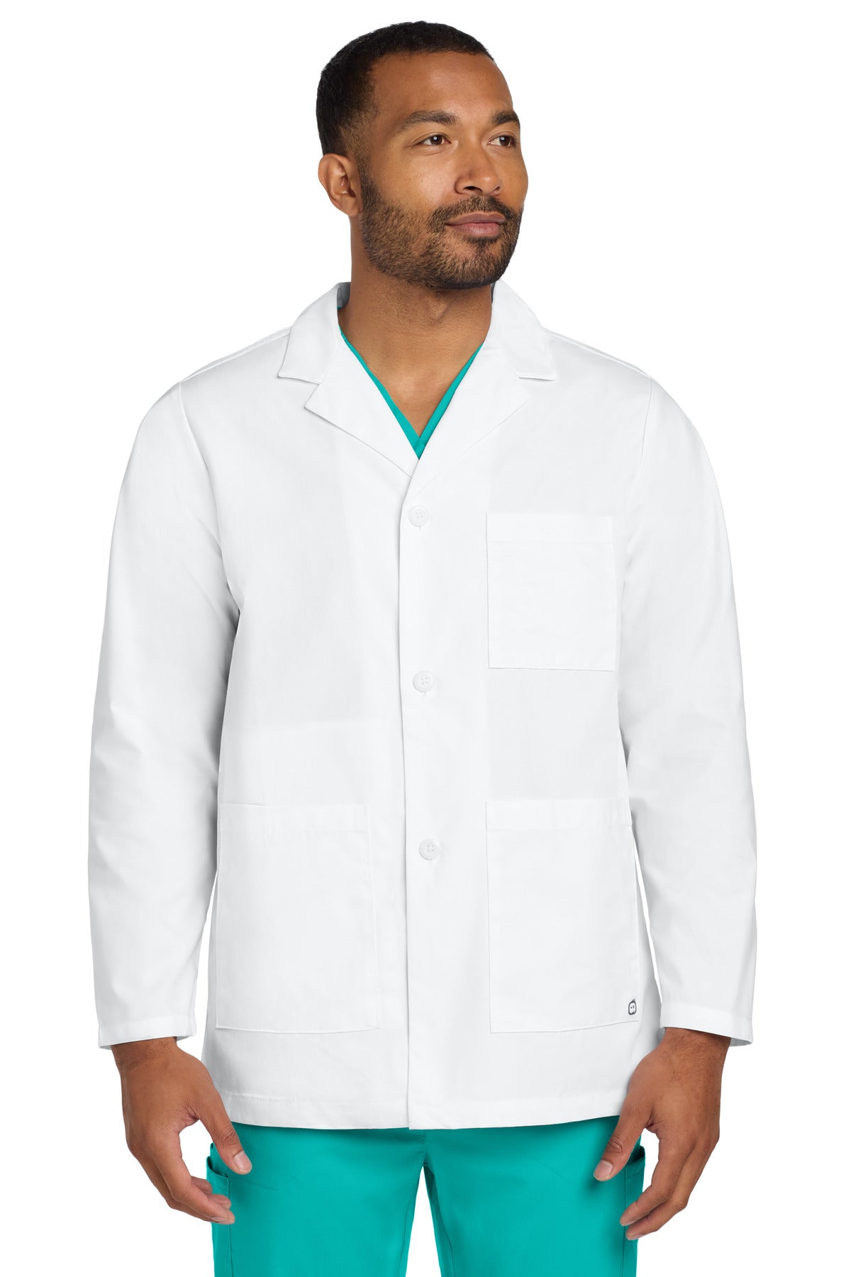 Front View of White Wink Men's Consultation Lab Coat WW5072