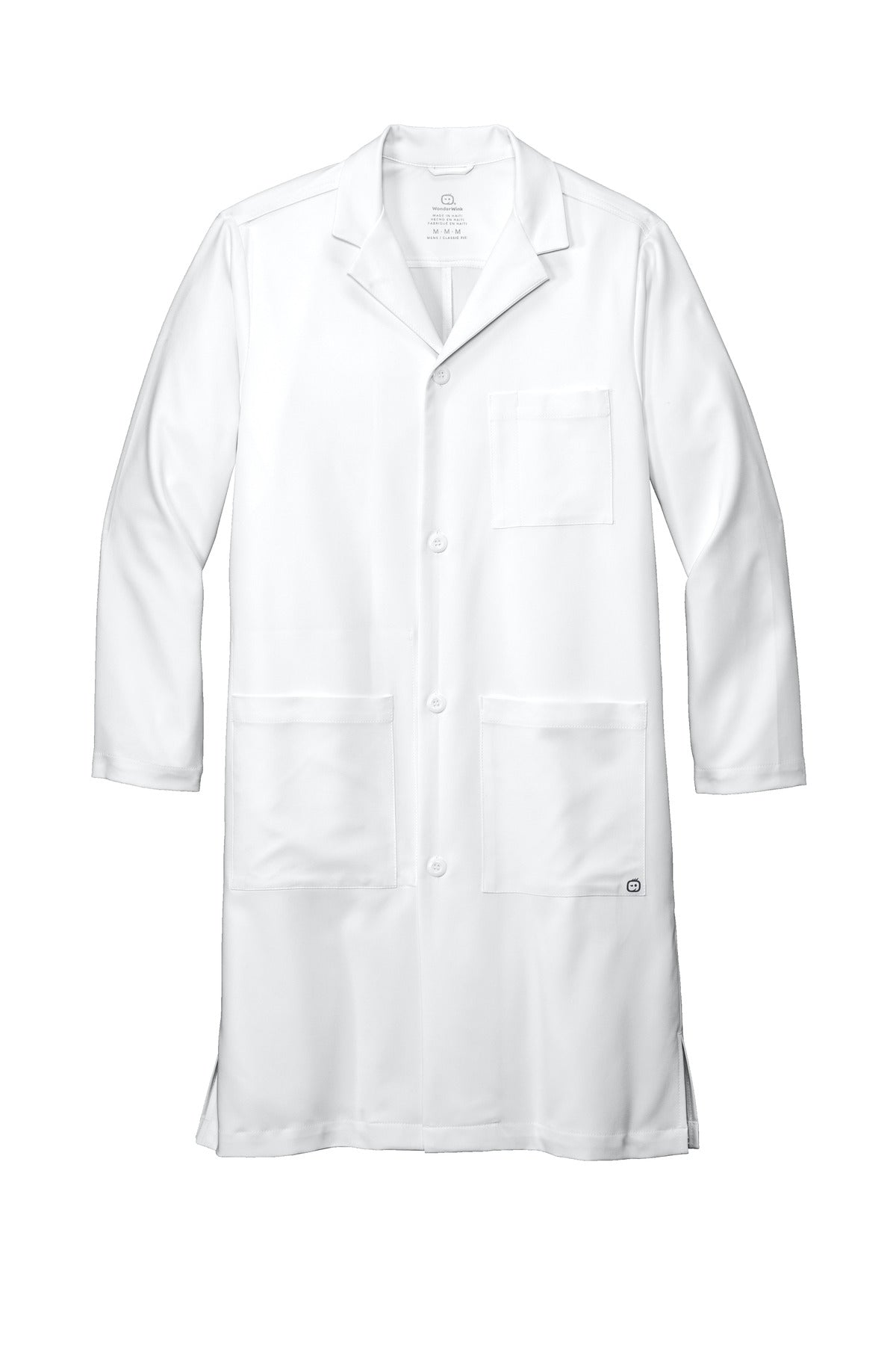 Front View of White Wink Men's Long Lab Coat WW5172
