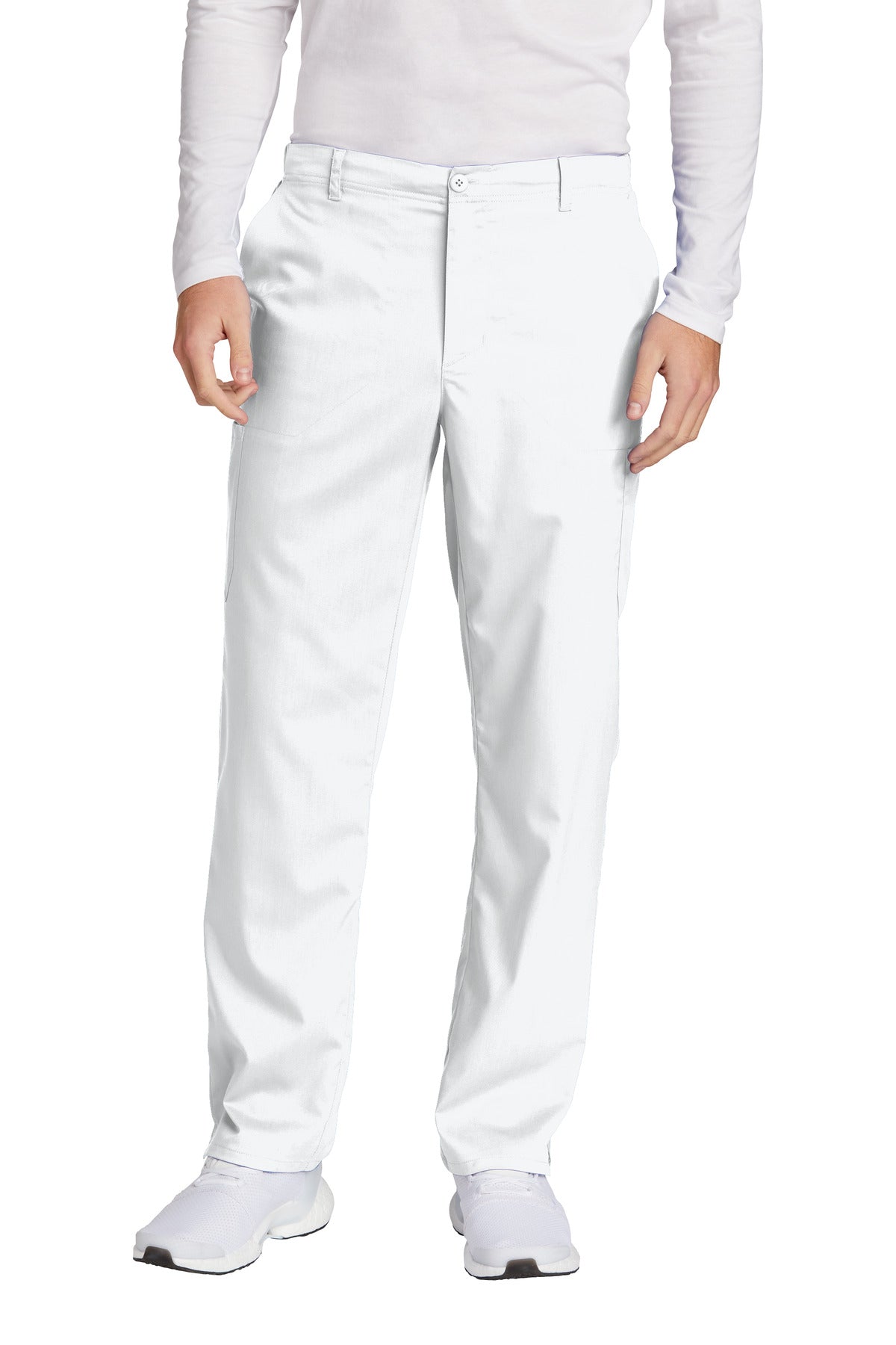 Front View of White Wink Men's Premiere Flex Cargo Pant WW5058