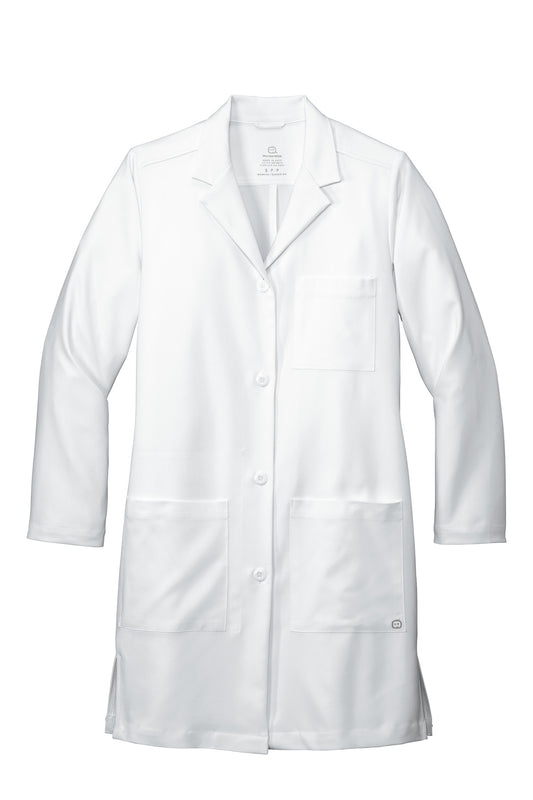 Front View of White Wink Women's Long Lab Coat WW4172