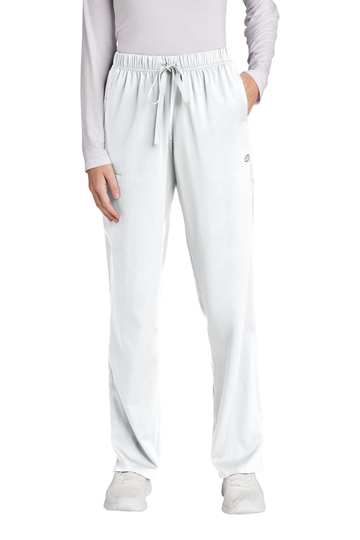 Front View of White Wink Women's Premiere Flex Cargo Pant WW4158