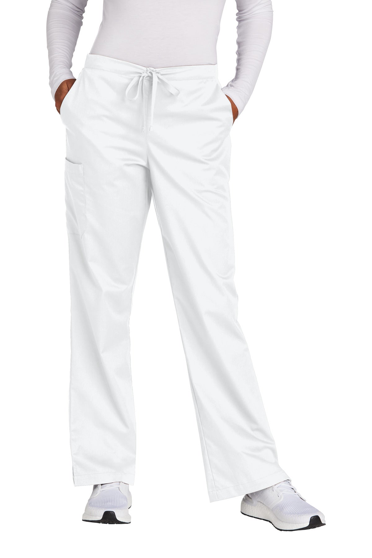 Front View of White Wink Women's Tall WorkFlex Flare Leg Cargo Pant WW4750T