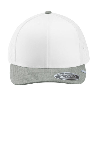 Front View of White/HtGy TravisMathew Cruz Colorblock Trucker Cap TM1MY390