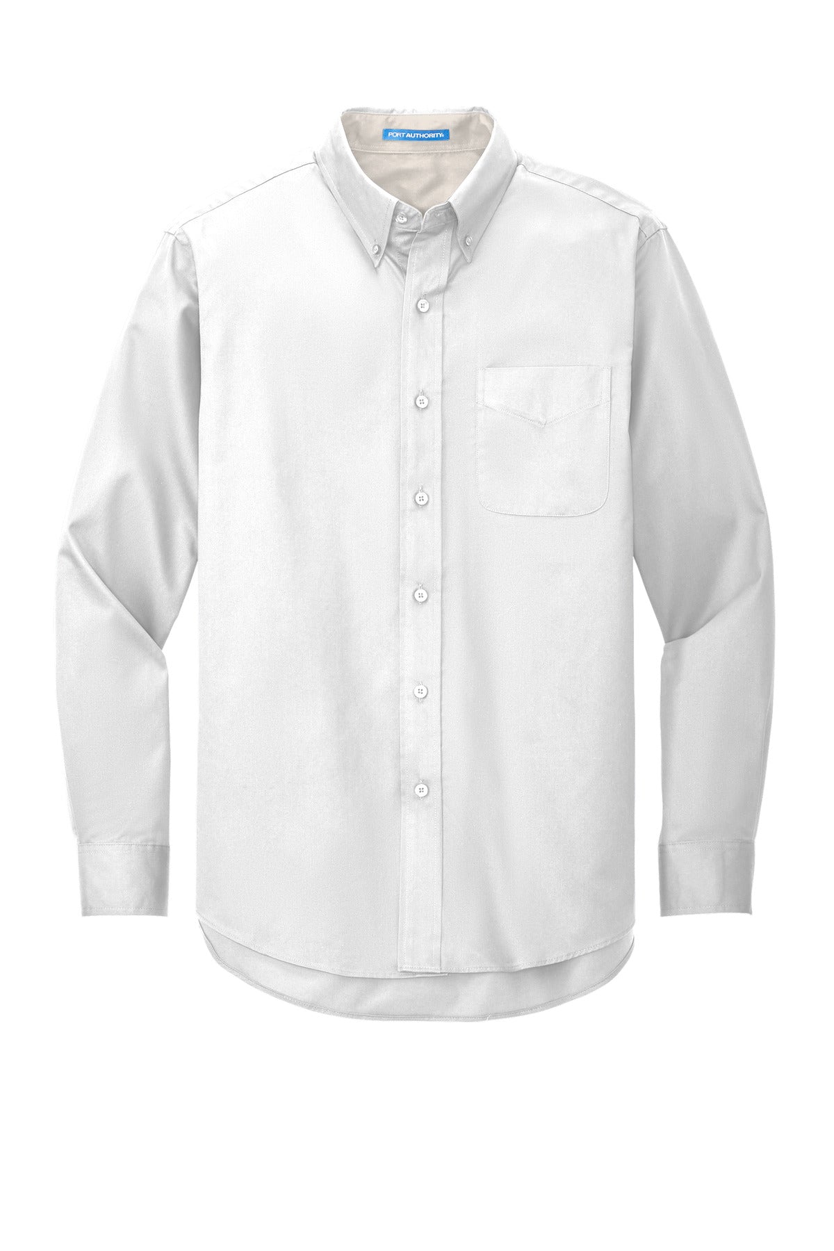Front View of White/Lt Stone Port Authority Extended Size Long Sleeve Easy Care Shirt S608ES