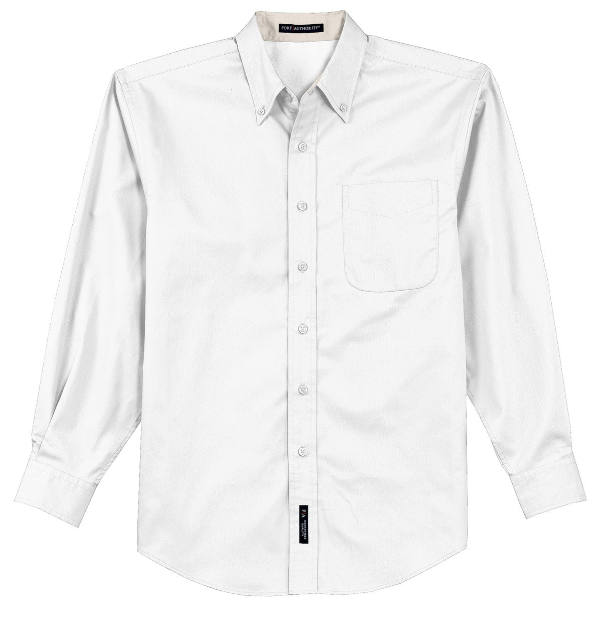 Front View of White/LtStone Port Authority Tall Long Sleeve Easy Care Shirt. TLS608