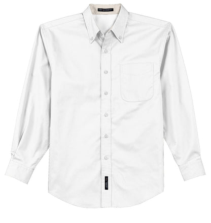 Front View of White/LtStone Port Authority Tall Long Sleeve Easy Care Shirt. TLS608