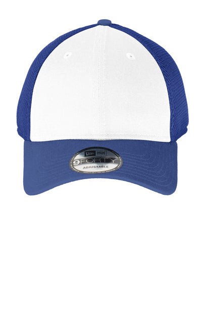 Front View of White/Royal New Era Snapback Contrast Front Mesh Cap. NE204
