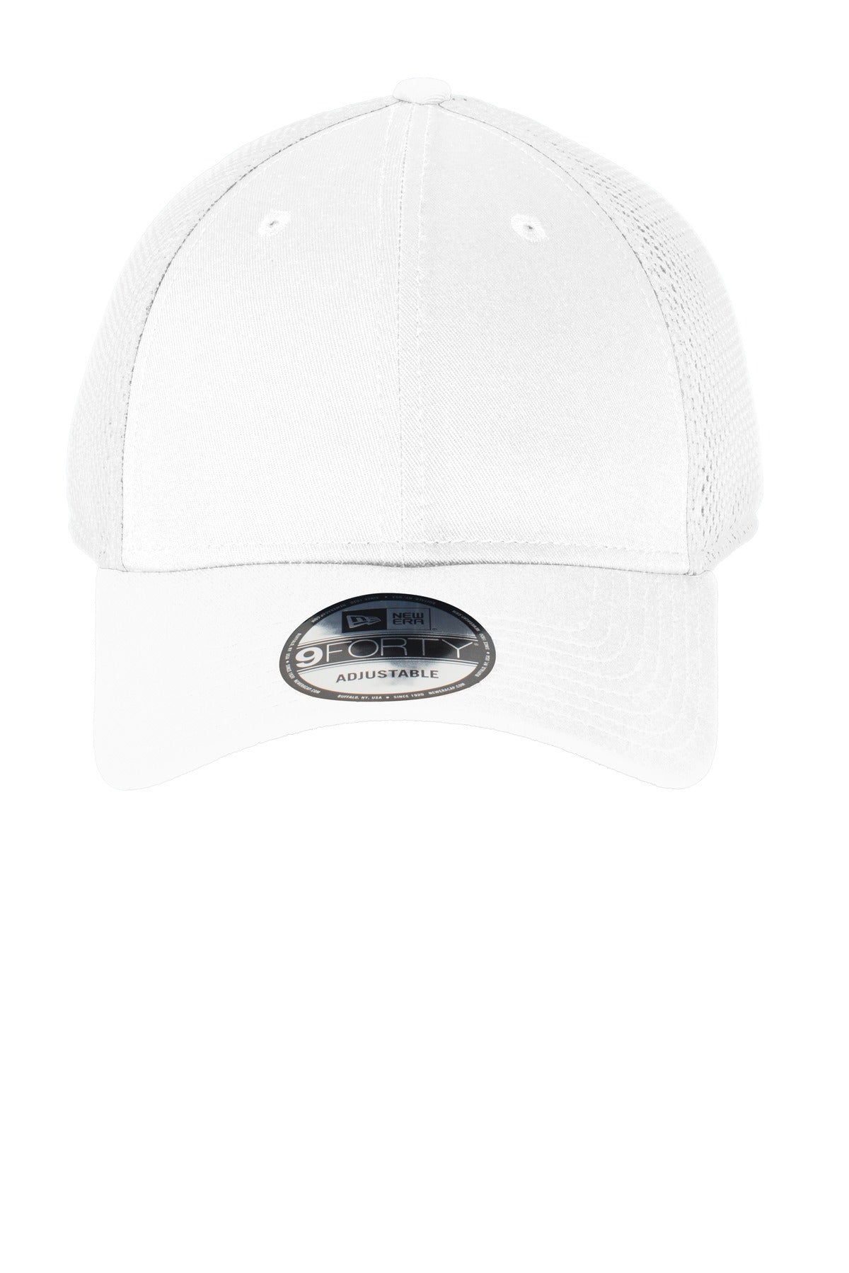 Front View of White/White New Era Snapback Contrast Front Mesh Cap. NE204