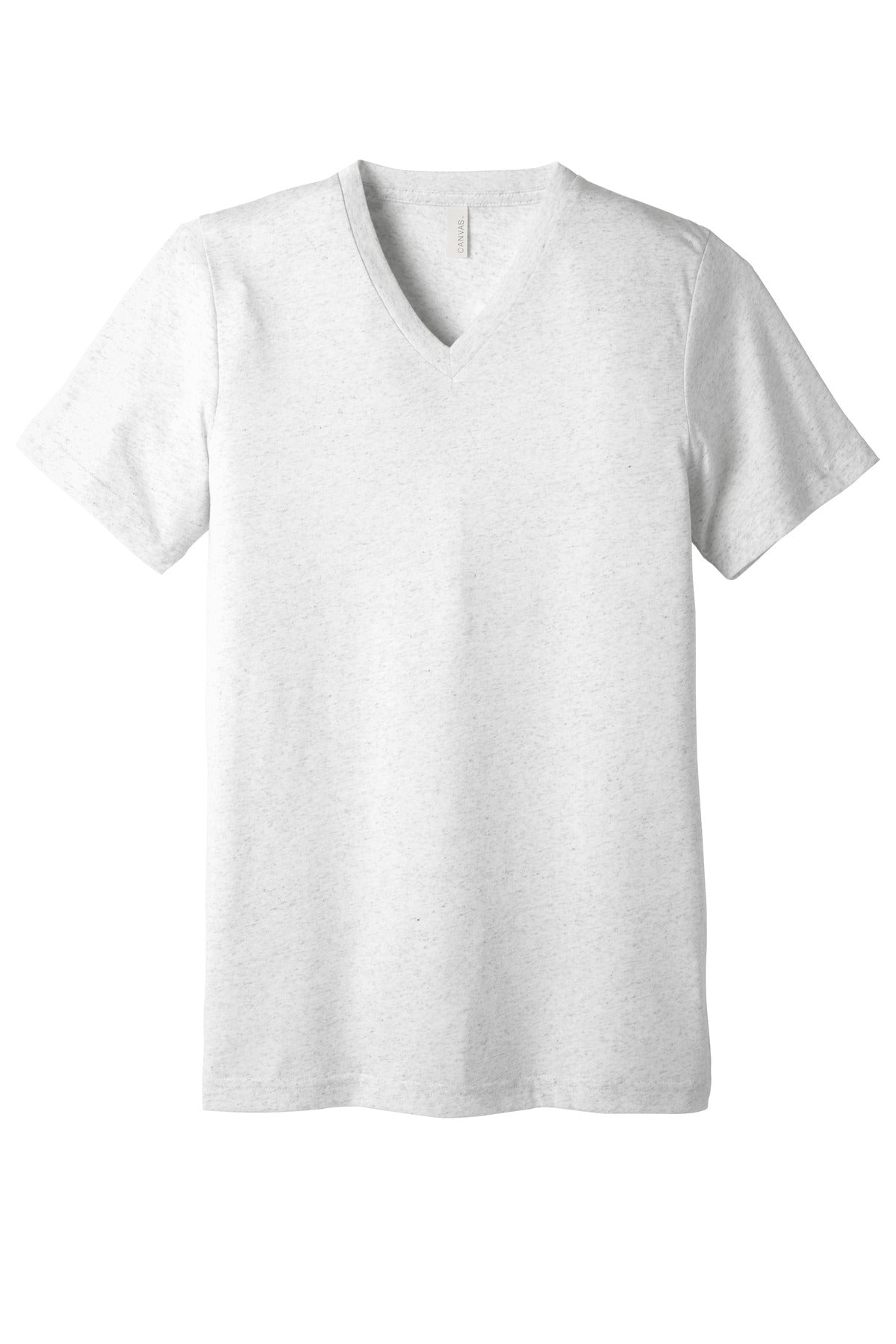 Front View of Wht Fleck TB BELLA+CANVAS Unisex Triblend Short Sleeve V-Neck Te. BC3415