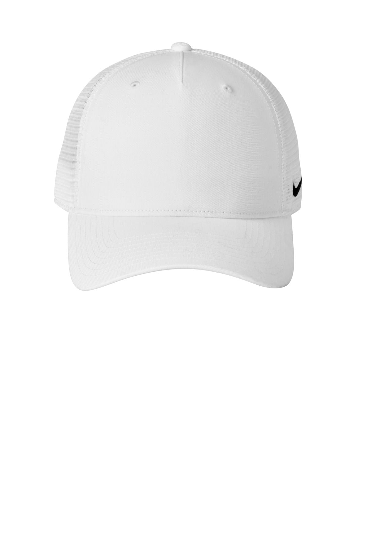 Front View of Wht/Wht Nike Snapback Mesh Trucker Cap NKFN9893