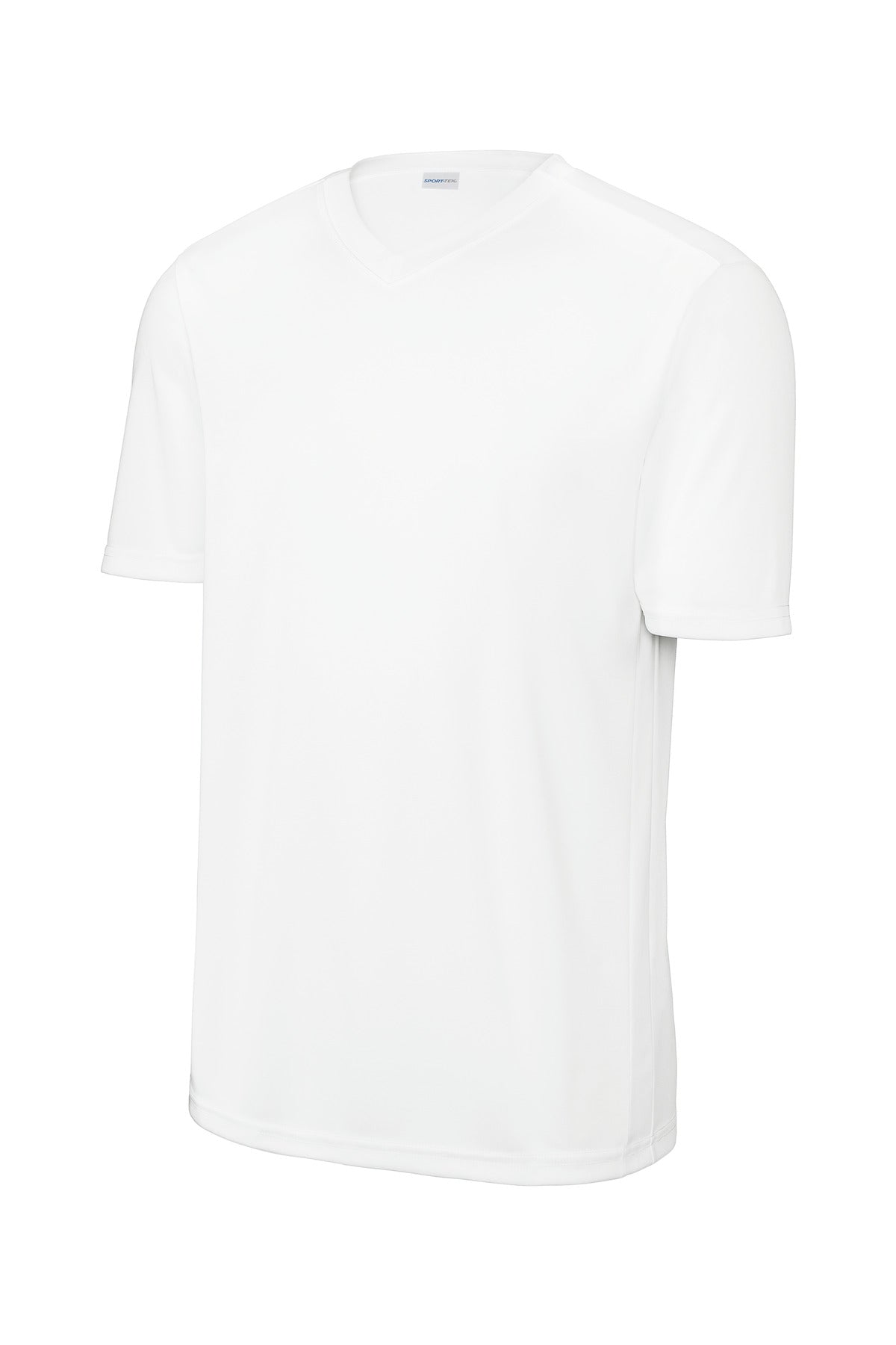 Front View of Wht/Wht Sport-Tek Competitor United V-Neck ST101